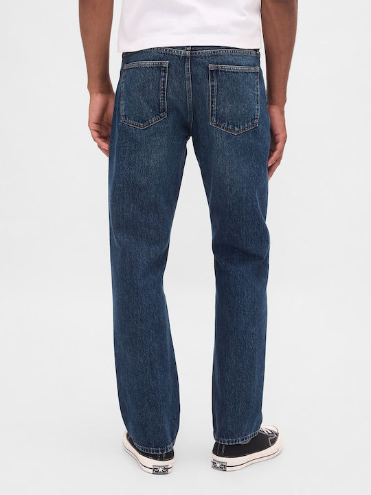 Men's Jeans Pants with Relaxed Straight Fit Dark Blue
