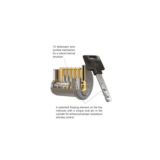 Mul-T-Lock Κύλινδρος Κλειδαριάς Ασφαλείας με 3 Κλειδιά Λευκό