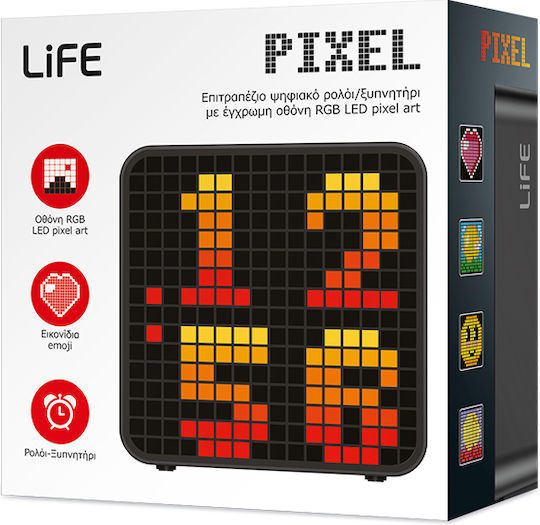 Life Pixel Επιτραπέζιο Ψηφιακό Ρολόι LED με Ξυπνητήρι Πολύχρωμο 221-0493