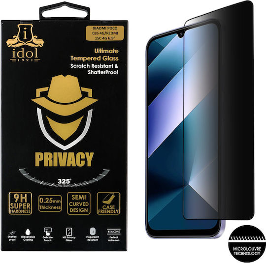 Idol 1991 0.25mm Full Glue Privacy Tempered Glass Black (Poco C85)