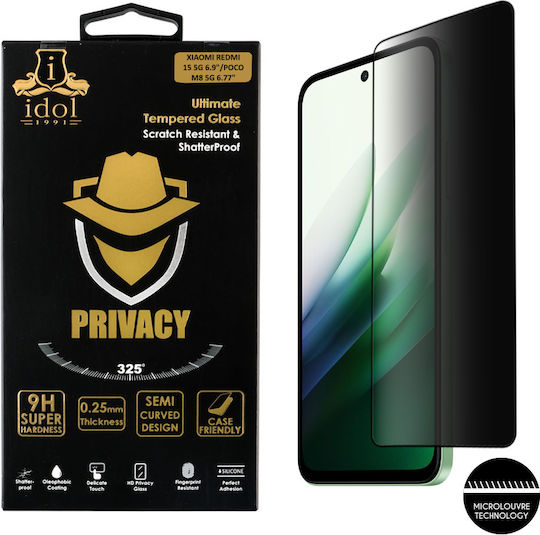 Idol 1991 3D 0.25mm Privacy Tempered Glass Black (Redmi Note 15 / Poco M8)