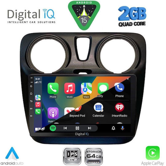 Digital IQ Car Audio System for Dacia Dokker 2012-2022 (Bluetooth/USB/WiFi/GPS/Apple-Carplay/Android-Auto) with Touch Screen 9"