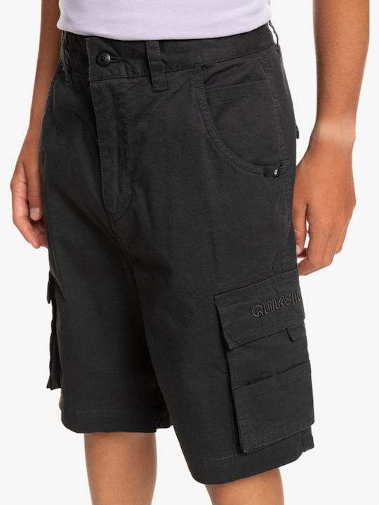 Kinder-Shorts/Bermudas Stoff Cargo To Surf Schwarz