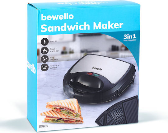 Bewello Sandwichmaker Grill 800W Schwarz BW1024