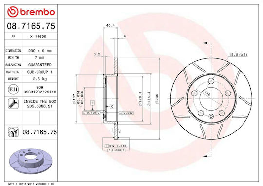 Disc de frână Skoda Fabia Praktik Brembo 08.7165.75