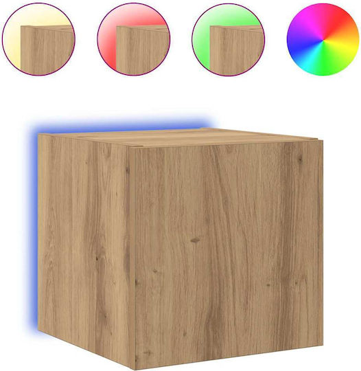 Nachttisch Fernseher Wand Braun 30.5x35x30cm