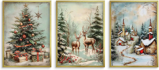 Weihnachtliche Poster Goldener Rahmen Wohnzimmer Schlafzimmer Weihnachtsbilder
