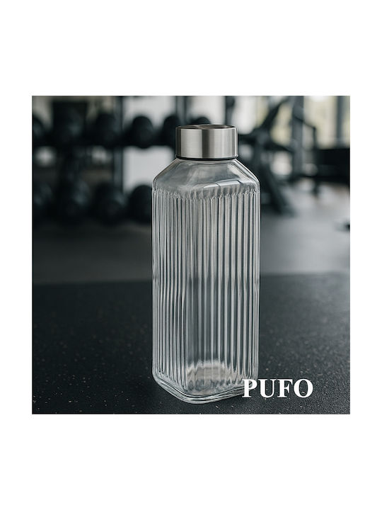 Flasche Wasser Glas mit Schraubverschluss Beige 1000ml