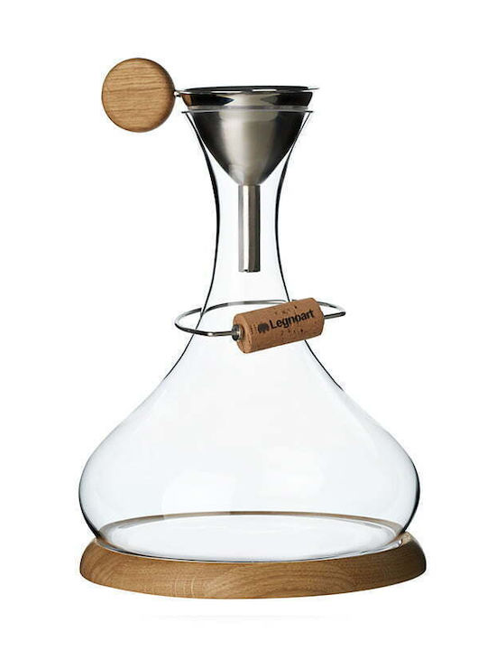 LegnoArt Cristal Carafă de Servire Vin cu Dop Neagră 3000ml 4buc