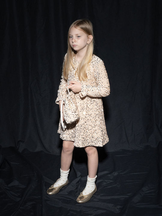 Children's Dress Long Sleeve with Sequins Gold