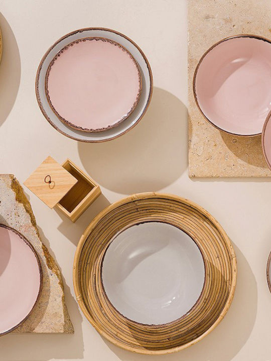Espiel Vibes Plate Shallow made of Porcelain Pink with Diameter 27cm 6pcs