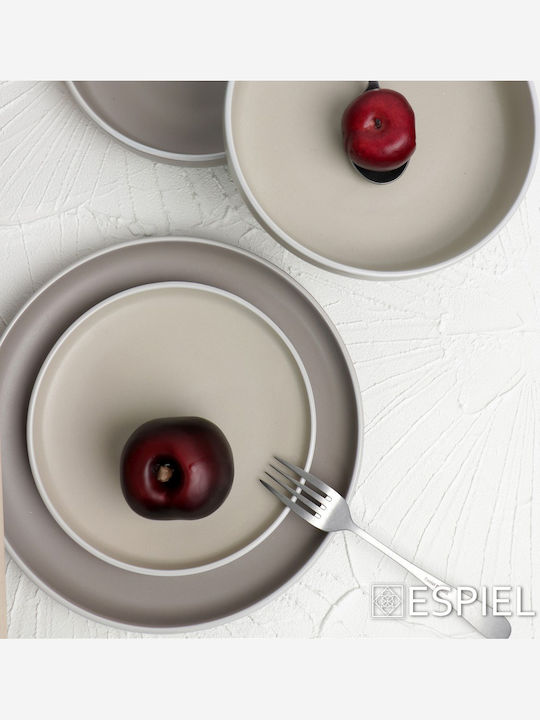 Espiel Mood Plate Soup Ceramic Beige with Diameter 20.3cm 6pcs
