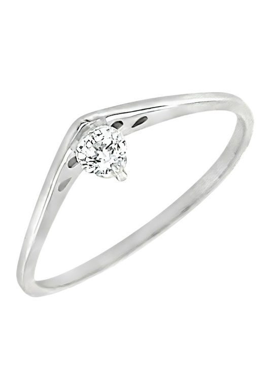 Xryseio Единичен камък от Бяло злато 14K