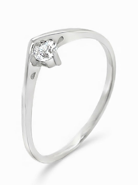 Xryseio Единичен камък от Бяло злато 14K