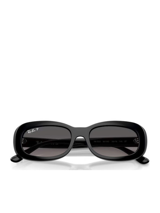 Ray Ban Women’s Sunglasses With Black Horn-Rimmed Frame And Grey Gradient Polarized Lens RB2221 901/M3