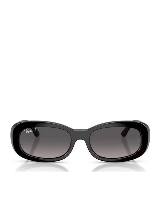 Ray Ban Women’s Sunglasses With Black Horn-Rimmed Frame And Grey Gradient Polarized Lens RB2221 901/M3