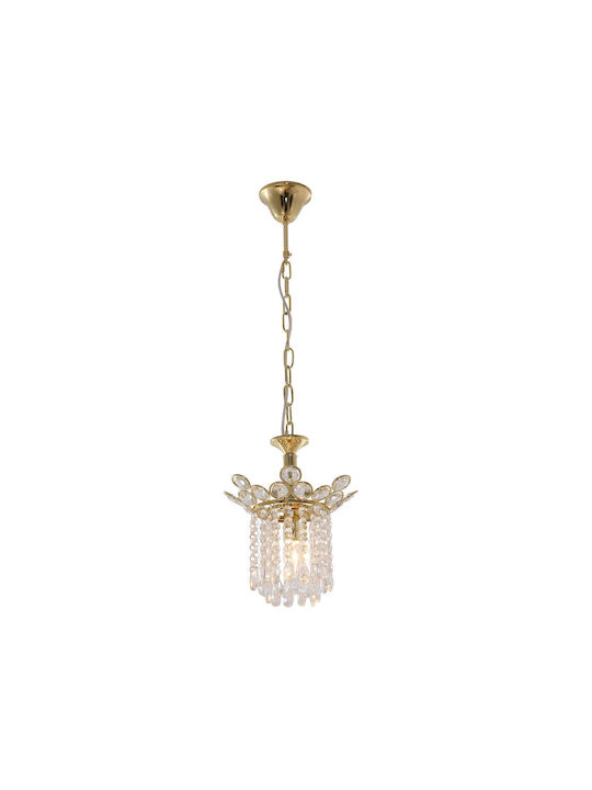 Agora Lighting Ρυθμιζόμενο Κρεμαστό Φωτιστικό Χρυσό με Κρύσταλλα για Ντουί E14 25εκ.