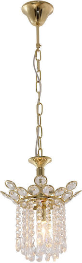 Agora Lighting Verstellbar Hängelampe Gold mit Kristallen für Fassung E14, E.14 25cm.