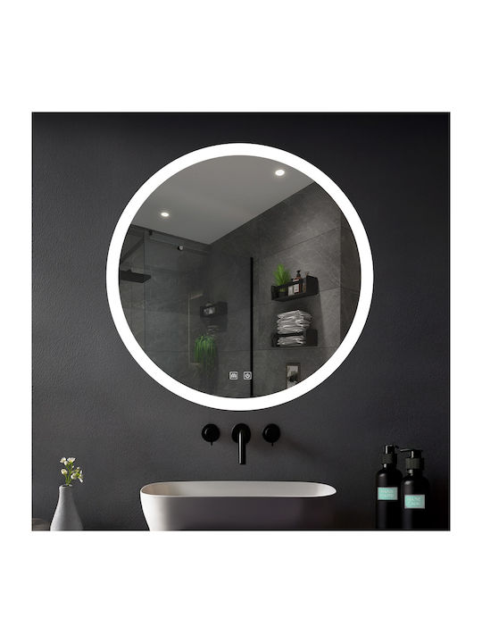 H2O Oglindă de Baie Rotundă cu Lumini LED cu Atingere din Metal 60x60cm