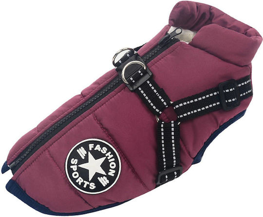Denik Pets Purple Fleece / Waterproof Dog Coat XLarge with 34cm Back Length