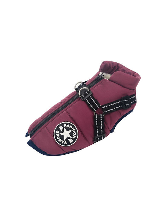 Denik Pets Hundemantel Fleece / Wasserdicht Lila Groß mit Rückenlänge 48 cm.