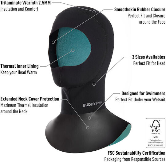 Swimming Equipment Open Water Capucha Neoprene Hood 2.5mm Black