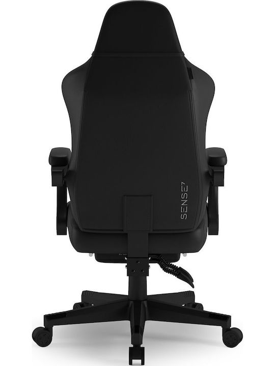 SENSE7 Devon PU Artificial Leather Gaming Chair with Footrest Black