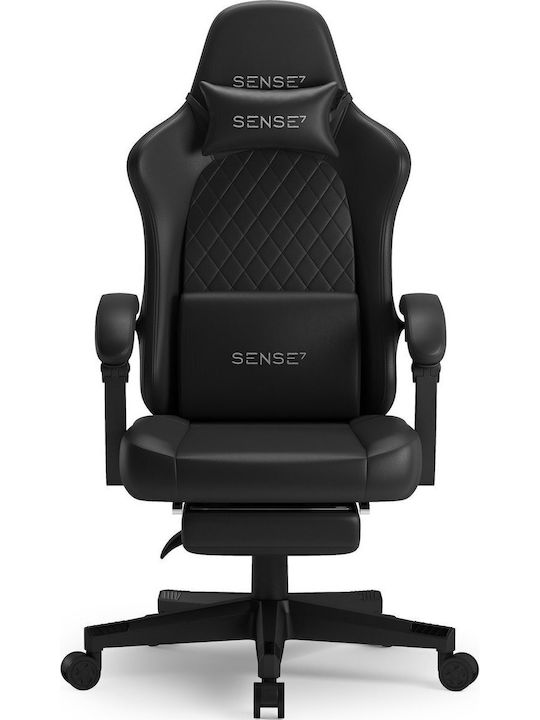 SENSE7 Devon PU Artificial Leather Gaming Chair with Footrest Black