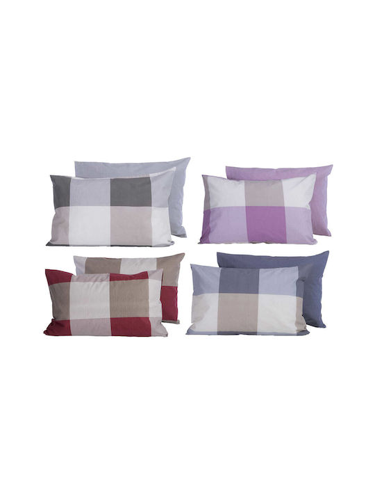 Nef-Nef Homeware Casual Check Față de Pernă cu plic de acoperire Mauve 52x72cm.