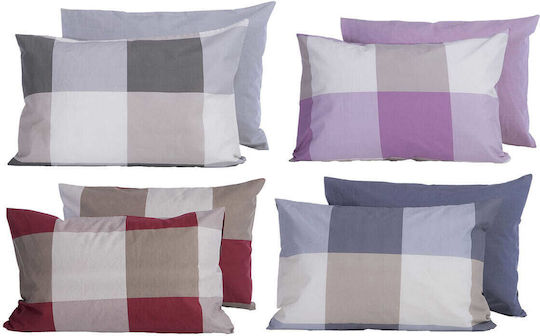 Nef-Nef Homeware Casual Check Калъфка за Възглавница с корица за плик Морав 52x72см.