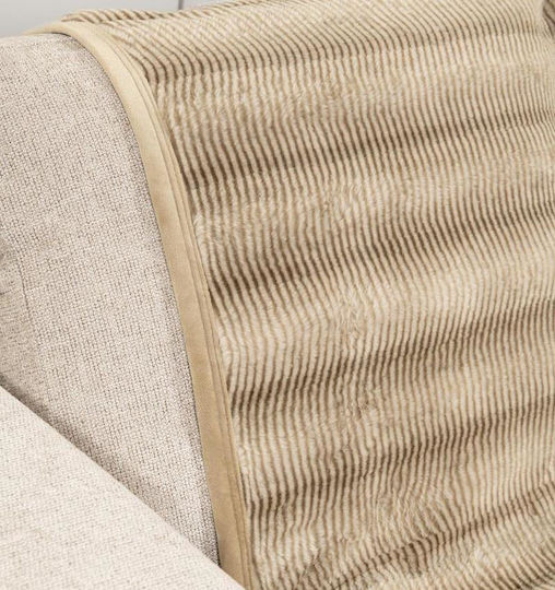 Nima Lunetta Ριχτάρι Τριθέσιου Καναπέ Γούνινο 180x300εκ. Beige 35446