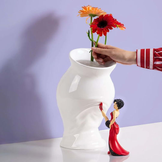 Seletti Canopie Rosio Gelb-Weiß Porzellan Vase