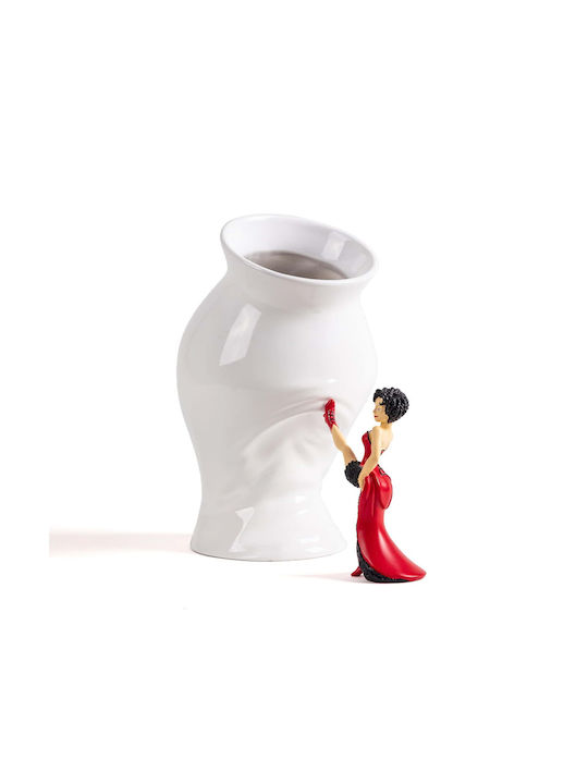 Vase Canopie Rosio Yellow-White Seletti Porcelain