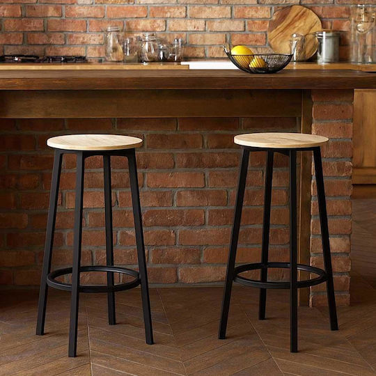 Stool Bar with Backrest Metallic Black 38x38x70cm