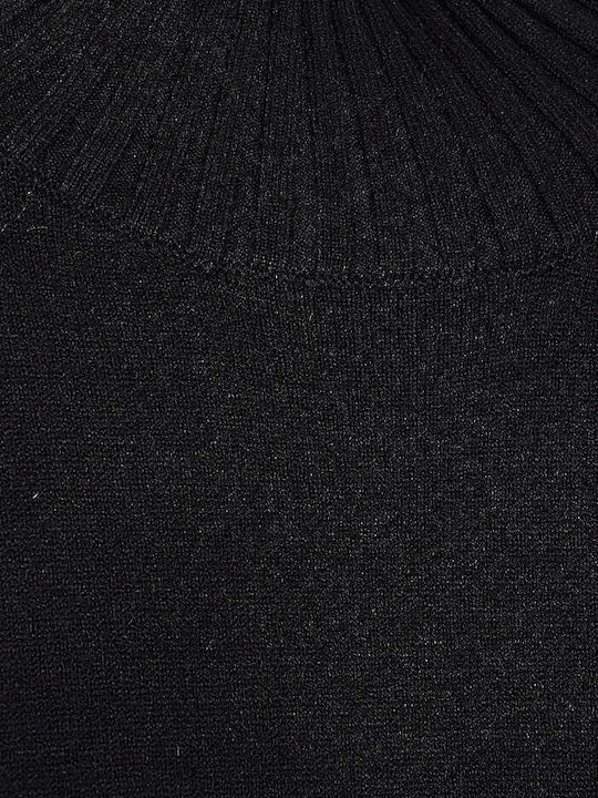 Pulover Damă Cu Guler Înalt Negru