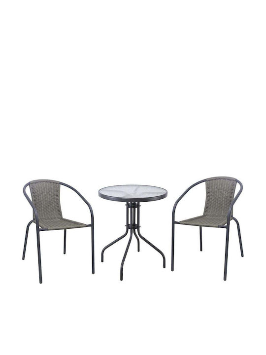 Baleno 3 Pieces Dining Set for Small Outdoor Spaces Anthracite E240