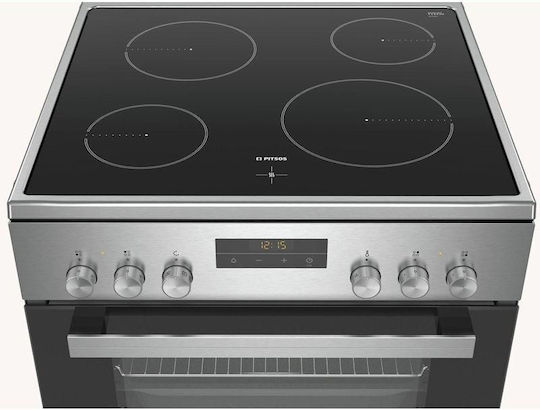 Pitsos Готварска печка 66лт с керамични котлони Ш60см. Inox