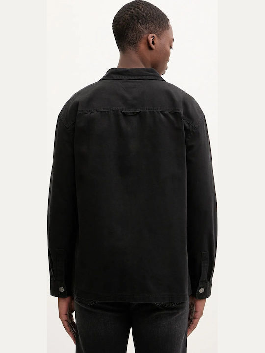 Long Sleeve Cotton Overshirt Black
