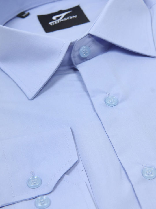 Long-sleeved Cotton Shirt Light Blue