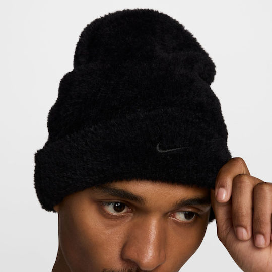 Peak Beanie Unisex Σκούφος Πλεκτός σε Μαύρο χρώμα