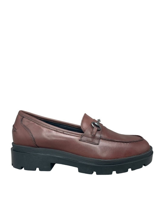 Leather Women's Loafers in Brown Color
