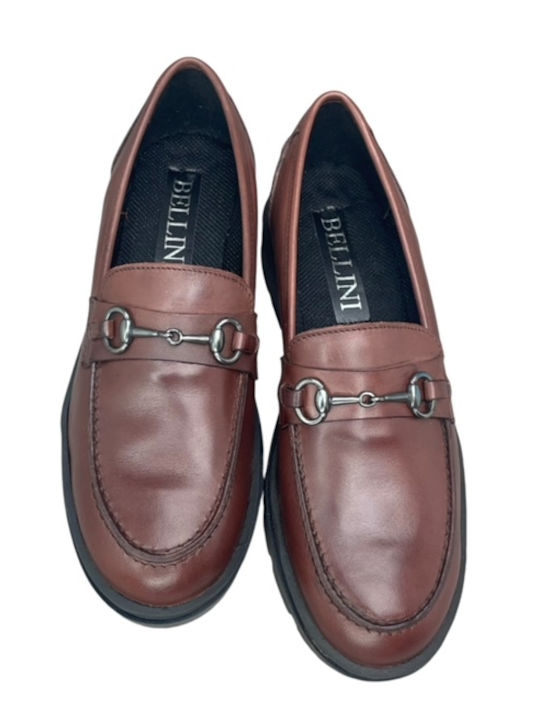 Leather Women's Loafers in Brown Color