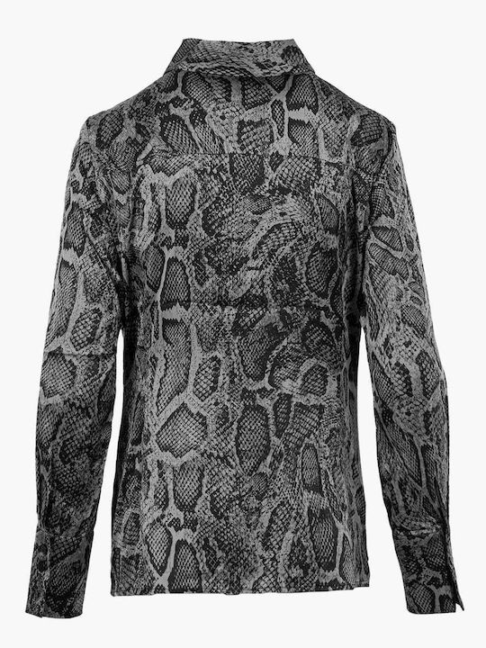 Women's Floral Long Sleeve Shirt Grey