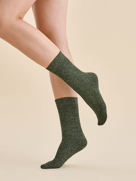 Women's Socks Green with Print