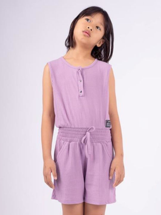 Kinderstoff-Overall-Shorts/Bermudas lila