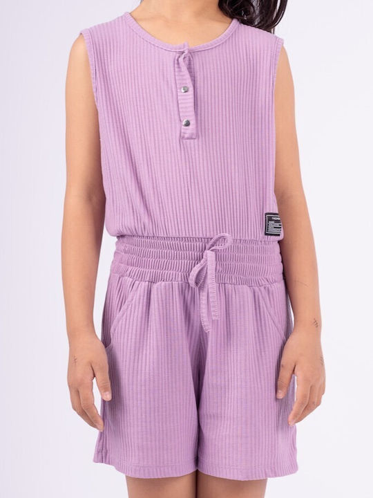 Kinderstoff-Overall-Shorts/Bermudas lila