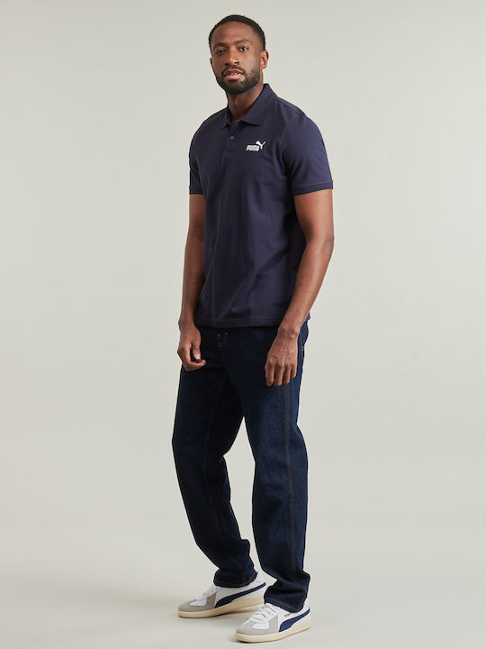 Logo Logo Polo Short Sleeve Blouse Navy Blue