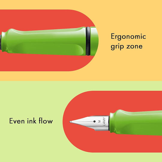 Lamy Safari Писалка Medium Зелена от Пластмаса с Червено Мастило