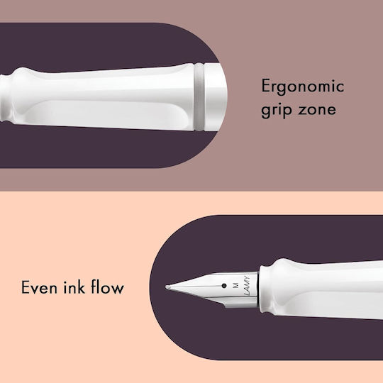 Lamy Safari 019 Schreibfeder Breite Weiß aus Plastik mit Rot Tinte