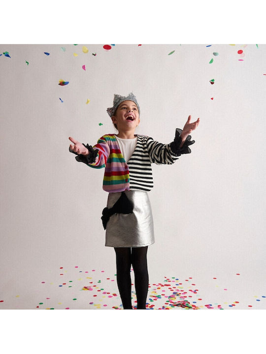 Kids' Leather Skirt Monochrome Silver